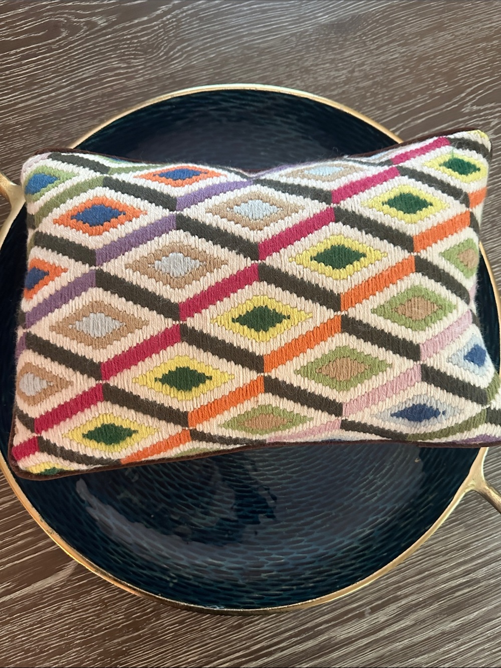 Jonathan Adler Rare Multicolor Diamond Pattern decorative Pillow